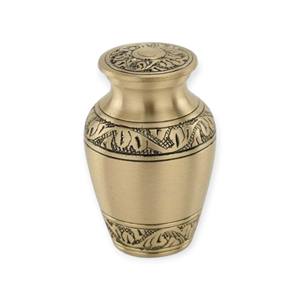 Decorative Blue and Silver Metal Keepsake Urn with <b>Textured</b> Center Band and Floral Etching Design - Product Image 4