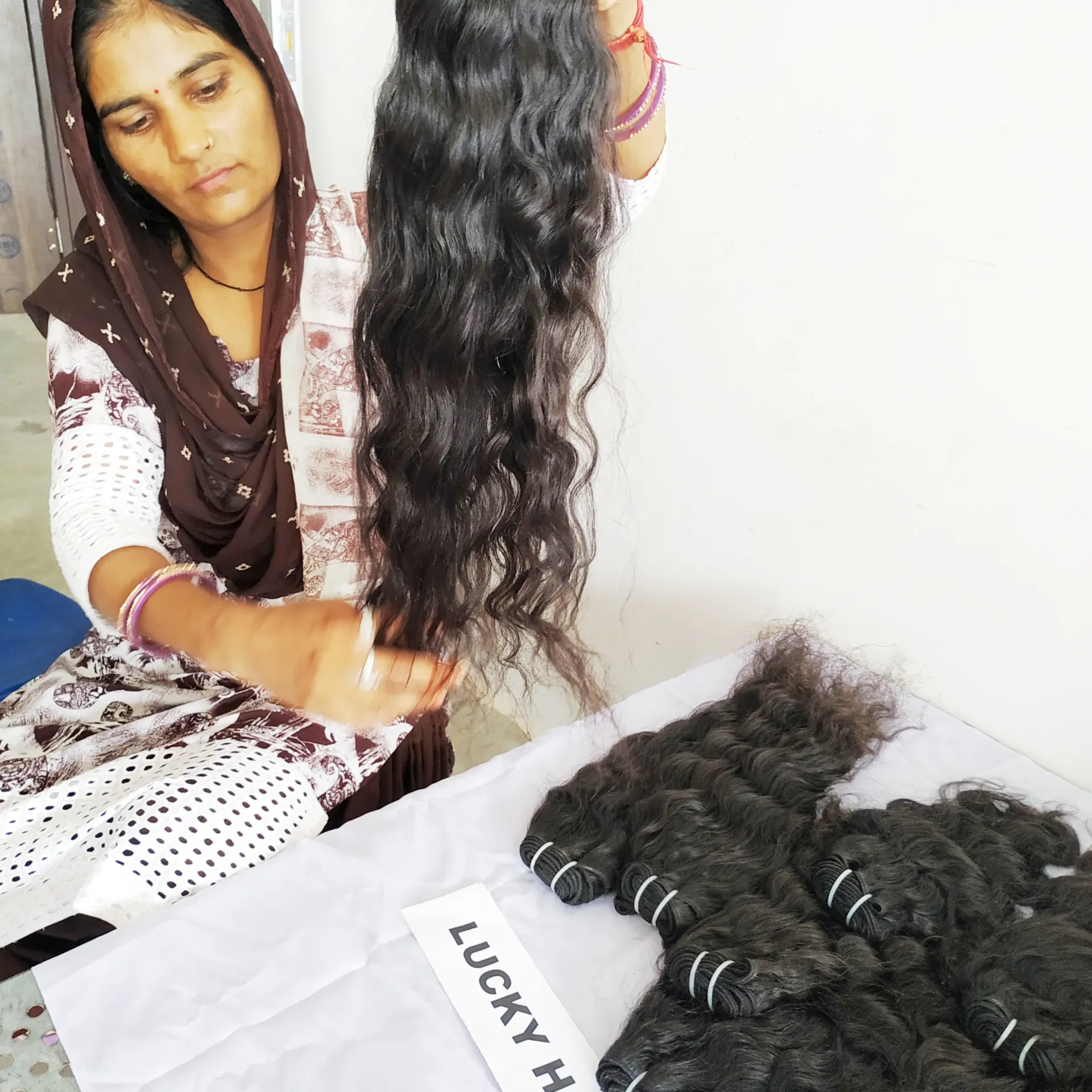 Raw virgin human hair chemical processed none natural wavy bundle original wave indian human hair
