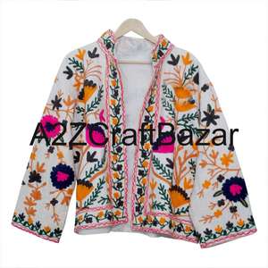 Chaqueta Bomber Suzani Tejida a Mano para Mujer, Abrigo Boho de Invierno, Chaqueta Regular Acolchada Multicolor Bordada a Mano, Venta al por Mayor - Product Image 1