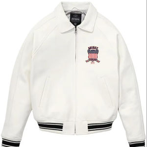 เสื้อแจ็กเก็ตหนังทีมตัวแทนของผู้ชายแบบมีซิปรูดขึ้นประดับด้วยผ้าเย็บปะติดกระดุมข้อมือเสื้อสำหรับฤดูหนาว - Product Image 1