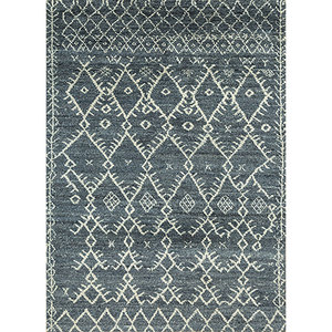 Alfombra de Lana Anudada a Mano Zuri Azul, Diseño Geométrico Abstracto, Rectangular, para Sala de Estar, Pasillo, Modelo PKWL-03 - Product Image 4