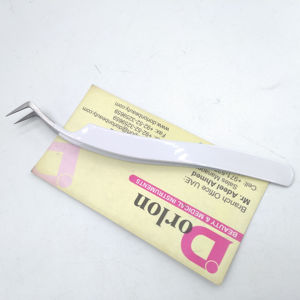 Pinzas de acero inoxidable con recubrimiento en polvo blanco para extensión de pestañas Pinzas profesionales de belleza personalizadas con etiqueta privada - Product Image 2