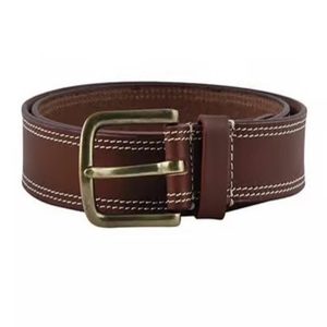 Ceinture en cuir pleine fleur marron de qualité supérieure, fabriquée à la main, pour homme, ceinture décontractée, boucle en laiton réglable, ceinture décontractée pour affaires - Product Image 2