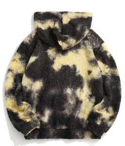 Sweat-shirt à capuche personnalisé Tie Dye noir et jaune dégradé de couleur décontracté tie dye sweats à capuche hommes - Product Image 4