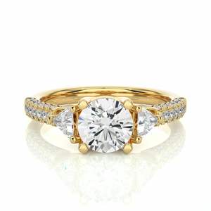 Round And 4 Prong Set Three Stone Diamond Engagement Ring - Product Image 1