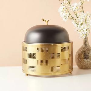 Réchaud à nourriture finition or et noir, casserole design, qualité supérieure, métal décoratif, fondue - Product Image 1