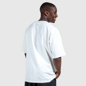 T-shirt Oversize Homme en Coton/Fibre de Bambou Lourd Respirant Anti-Plis Épaules Tombantes Style Streetwear Vierge - Product Image 3