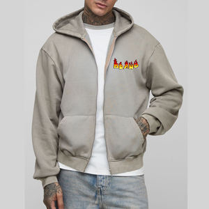 เสื้อฮู้ดมีซิปของผู้ชายผ้าฝ้าย100% โอเวอร์ไซส์พร้อมโลโก้ปักตามสั่งระบายอากาศได้ดีเป็นมิตรต่อสิ่งแวดล้อมกันลม - Product Image 1