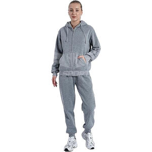 Ensemble de survêtements respirants 100% coton molletonné personnalisés pour femmes pull à capuche poches vêtements de salon confortables pour l'hiver confort décontracté - Product Image 1