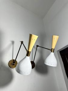 Beige Brass Wall Sconce <b>Mid</b> <b>Century</b> Italian Sconce Lights Pair gift item - Product Image 5