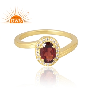 แหวนพลอย925ชุบทอง18K จากธรรมชาติ CZ และโกเมนเครื่องประดับแบบละเอียด - Product Image 3