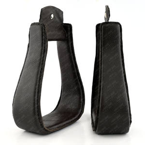 Étriers d'équitation professionnels fournitures équestres pour chevaux avec étriers occidentaux classiques en cuir véritable - Product Image 4