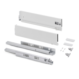 Emuca Vertex bianco verniciato in acciaio mobili da cucina cassetto esterno 3D regolazione altezza (131 Mm) 40 kg capacità 450 mm profondità - Product Image 1