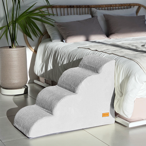 [AllmioPet] Escalier pour animaux de compagnie en tissu nuage, 4 marches, gris AMP 4 GR, marches sûres pour chiens et chats à l'intérieur, pour accéder au canapé, au lit, aux meubles - Product Image 3