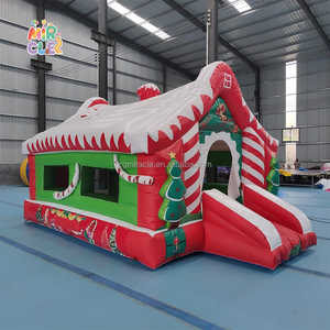 Château Gonflable Thème Noël Commercial avec Parcours Obstacles, Bouncy Castle Heavy-Duty pour <span class=keywords><strong>Location</strong></span> Fêtes - Product Image 2
