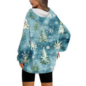 เสื้อฮู้ดสวมหัวแขนยาวสำหรับทุกเพศเสื้อมีฮู้ดผ้าฝ้ายโพลีเอสเตอร์ออกแบบได้ตามต้องการสำหรับคริสต์มาสพิมพ์ลาย3D กราฟิก - Product Image 4