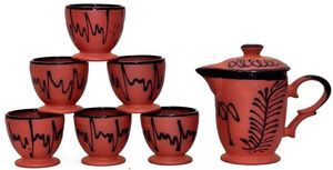 Juego de Té/Café de Terracota Clásico Hecho a Mano, Ecológico, Resistente al Calor, de Origen Indio, con Tetera - Product Image 2