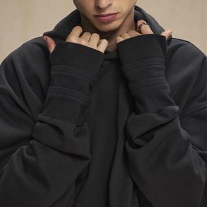 Sudaderas con capucha personalizadas para hombre, estilo oversize, sin capucha, con dobladillo sin rematar, lavado ácido, sin bolsillo tipo canguro - Product Image 6