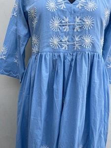 ชุดเดรสแม็กซี่ชายหาดสำหรับผู้หญิงชุดเดรสยาวปักลายผ้าฝ้ายผ้าลินินทรงยาวแบบลำลอง - Product Image 4