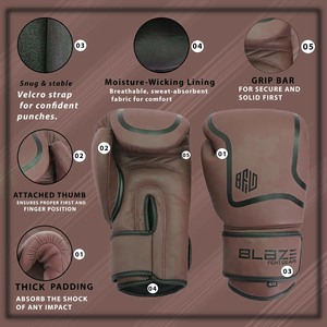 Mejores guantes de boxeo profesionales Entrenamiento Sparring Kickboxing Muay Thai Saco de boxeo pesado Blaze Fighting Hook Loop Closure - Product Image 6