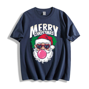 High Quality <b>Christmas</b> Printed Twill Regular Fit Oversized V-neck Short Sleeve T-<b>Shirt</b> Women <b>Men</b> 180G 100% Cotton High Street - Product Image 5