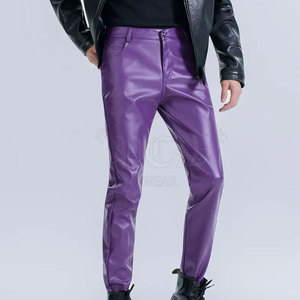 Top Selling <b>Men</b> <b>Leather</b> <b>Pants</b> Premium Stylish Casual Eco-Friendly Windproof Lightweight Straight Street Style Comfortable Fit - Product Image 3