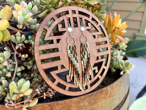 Pendientes de aro con cuentas, de semillas de cuentas pendientes colgantes, pendientes de flecos Boho modernos, pendientes de cuentas de tonos terrosos, celestiales - Product Image 4