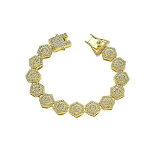 Al por mayor: Joyería de Plata de ley con colgante de azúcar de roca geométrico de 13mm, estilo Hip Hop, cadena cubana y corte brillante redondo, para regalo - Product Image 5