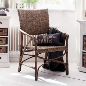 Wholesale Modern Design Eco-Friendly <b>Armchair</b> with Curved Backrest Armrests Durable Natural Rattan Chair for Indoor Outdoor Use - Product Image 6