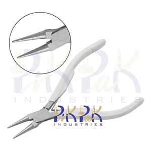 Round <b>Nose</b> Plier 120mm Smooth Jaws With Spring & White Handles Joint Box Jewelry Making Precision Needle <b>Nose</b> Holding Pliers - Product Image 5