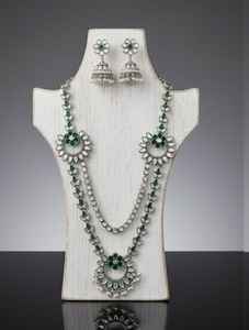 2 Layer Oxidised Silver <b>Long</b> <b>Necklace</b> Set Fancy Antique Design Elegant Traditional Indian Ethnic Party Wear Temple Jewellery - Product Image 4