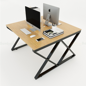 XBamboo 2-Seater Dinng <b>Table</b> Set BFXB011-120x120cm Square Cluster <b>Table</b> with Assembled Iron Legs for Home Bar or Office Use - Product Image 1