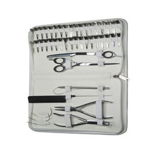 Hair Extension Tool Kit Set With <b>Needle</b> Professional Hair Extension & <b>Beading</b> Tool Kit Plier With Leather Pouch Eco-Friendly - Product Image 2