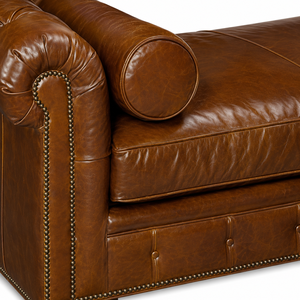 Sofá Cama Chesterfield de Dos Plazas, Hecho a Mano, de Lujo, con Tapicería de Cuero de Búfalo Industrial, Patas de Madera, Color Personalizado, OEM - Product Image 3