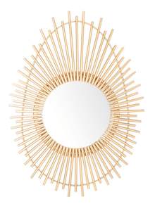 Espejo de pared decorativo hecho a mano Art Deco de ratán para sala de estar, tocador, maquillaje, decoración artística de pared para el hogar, Fondo de pared colgante - Product Image 6