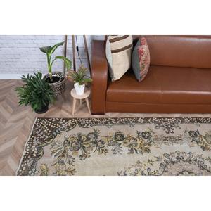 Vintage Turkish Large Rug 5.5x9.5 ft, Brown <b>Yellow</b> Ombr Rug - Product Image 3