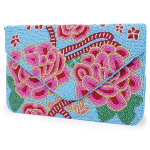 Nouvel arrivage Pochette de luxe en perles, faite à la main, pour fête et mariage, pochette brodée avec poignée en bambou - Product Image 6