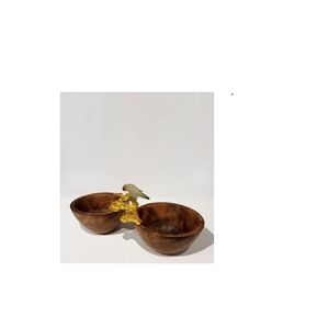 Bol en bois manche en aluminium pour la cuisine et les restaurants dessus de table en bois de manguier Design unique - Product Image 1