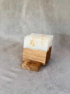 Dessous de verre en résine et en bois, tapis de table décoratifs pour tasses chaudes et froides, sous-verres en pierre faits à la main très brillants - Product Image 3