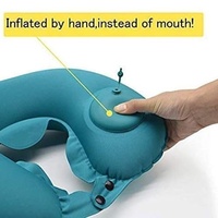 Almohada de Viaje Inflable Portátil Superior con Botón de Presión en Forma de U, Cojín de Cuello Suave con Flocado para Viajes