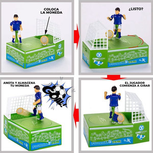 Tirelire électronique en plastique avec design de terrain de football et fonction de joueur qui frappe des pièces - Product Image 6