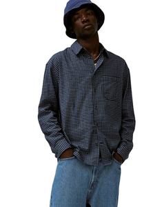 เสื้อเชิ้ตแขนยาวสำหรับผู้ชายทรงหลวมผ้าคอตตอนแบบธรรมดาและผ้าวิสคอส - Product Image 1