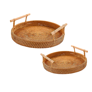 Bandeja de comida de ratán tejida hecha a mano de alta calidad vietnamita directo de fábrica y asequible perfecto para venta al por menor y al por mayor - Product Image 1