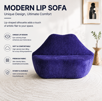 Canapé moderne en forme de lèvre, canapé de salon de luxe en tissu, canapé courbé unique, fauteuil d'appoint artistique pour salon, mobilier de maison