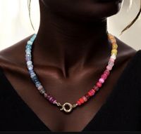 Collier en pierres naturelles arc-en-ciel fait main, de qualité supérieure, fantaisie et coloré, avec perles rondelles, bijoux en pierres précieuses pour les marques DTC