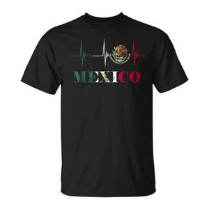 T-Shirt ECG 'Mexico Heartbeat' per Adulti, Unisex, Collo Tondo, Manica Corta, Stampa Digitale Promozionale - Product Image 1