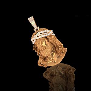 Colgantes Personalizados con Letras de Hip Hop, Estilo Rapero, con Diamantes VVS Naturales, en Oro Sólido de 10K/14K/18K, Forma de Jesús - Product Image 2