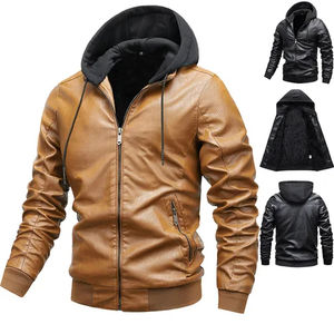 Chaqueta de cuero informal para hombre personalizada otoño nueva moda estilo callejero mejor calidad 100% tela de lona de cuero diseño de invierno - Product Image 6