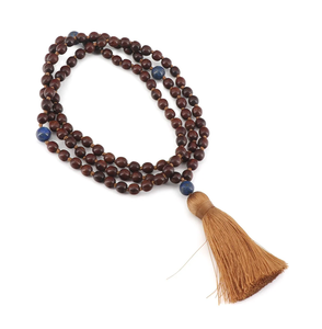 Collier Mala en bois aspect antique Collier Mala en perles de bois Collier pull de prière Collier pendentif coeur étoile à vendre - Product Image 6