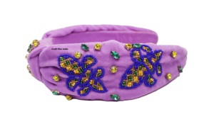 Banda para el pelo de tela de moda personalizada Mardi gras al por mayor, accesorios para mujer, diadema de perlas anudadas de Color sólido, diadema para niñas - Product Image 2